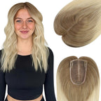 3*5inch Wigs Hair Piece Hair Toppers For Women Ombre Brown to Blonde