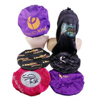 Foreign trade printing LOGO beauty salon advertising cap adjustable buckle double nightcap satin shower cap