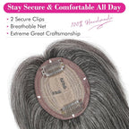 Hair Toppers Real Human Hair 10 inch with Bangs for Women Thinning Hair Dark Grey