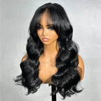 Perruques Ondulées Longues Noires Amples 100% Cheveux Humains