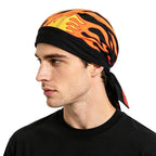 New Flame Print Pirate Hat for Men and Women, Hip-Hop Street Dance Ribbon Headwrap, Cycling Hat Jdd-09E