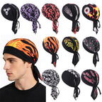 New Flame Print Pirate Hat for Men and Women, Hip-Hop Street Dance Ribbon Headwrap, Cycling Hat Jdd-09E