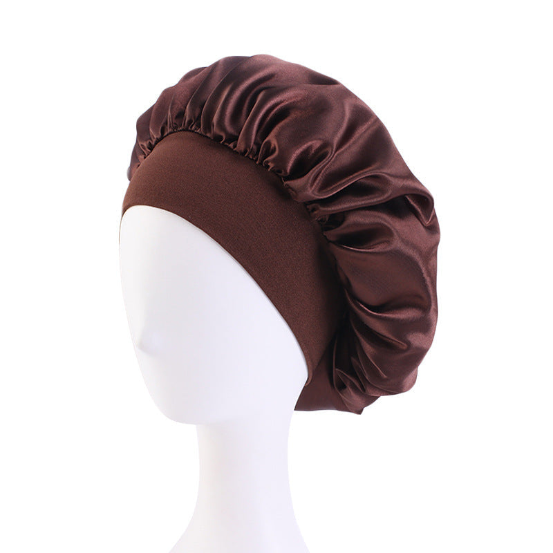 Satin Nightcap Wide-brimmed Hair Band Round Hat Tape Hat Beauty Salon Home Hat TJM-301