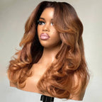 Charming Layered Mid-part Human Hair with Curtain Bangs