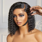 Perruques Bob Courtes Frisées Chic Noir Naturel Cheveux Humains