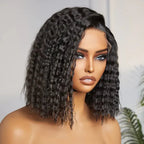 Perruques Bob Courtes Frisées Chic Noir Naturel Cheveux Humains
