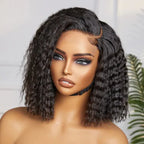 Perruques Bob Courtes Frisées Chic Noir Naturel Cheveux Humains