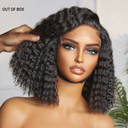 Perruques Bob Courtes Frisées Chic Noir Naturel Cheveux Humains