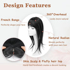 Hair Topper with Bangs Hair Clip 360° 3D Cover Fluffy Wigs Hair Piece with Thinning Hair