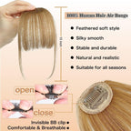 Hair Piece Clip in Bangs Human Hair 360° Cover Wipsy Bangs Hair Toppers for Women