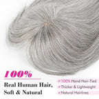 Hair Toppers Real Human Hair 10 inch with Bangs for Women Thinning Hair Dark Grey