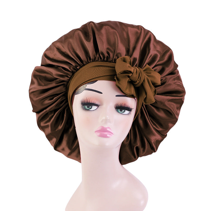 Oversized round hat elastic wide-brimmed ribbon colored nightcap headscarf hat cross-border e-commerce supply TJM-301-3