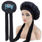 Custom Printed Logo Satin Nightcap Elastic Strap Turban Cap Beauty Hair Care Cap