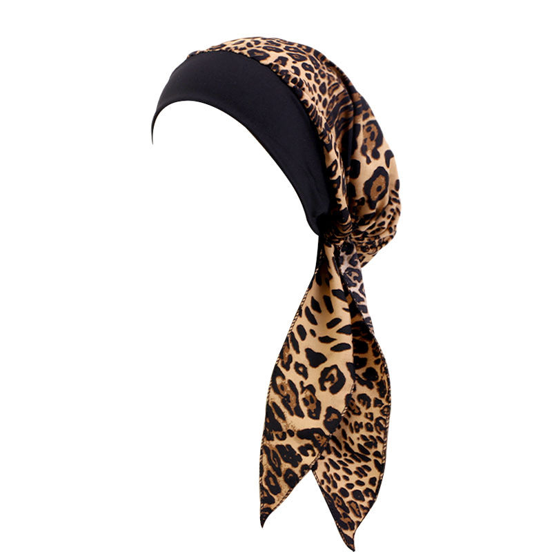 Ethnic Style Tie Tape Cap Elastic Wide Ribbon Baotou Cap Chemotherapy Cap Household Cap JDT-329C