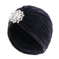 Vintage Alloy Diamond Pleated Gold-Stamped Turban Hat Ethnic Headwrap Tjm-79G
