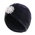 Vintage Alloy Diamond Pleated Gold-Stamped Turban Hat Ethnic Headwrap Tjm-79G