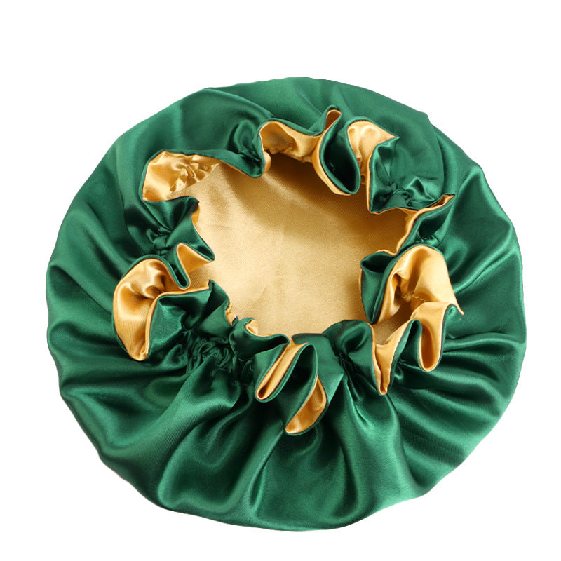 Auricularie Edge Color Solid Color Double Layer Nightcap Contrast Color Tapis Hat Silk Beauty Care Cap JDB-443A-2