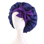 Cross-Border Hat with Two-Tone Adjustable Satin Ribbon, Wide-Brimmed Tie-Knot Headscarf Hat Jdb-527