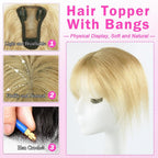 Hair Toppers For Women Real Hair 360° 3D Cover Human Hair Topper Wig with Bangs Hair Pieces