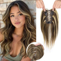 Hair Toppers for Women Real Human Hair Salt and Pepper Grey Human Hair Toppers 10 inch Dark Grey