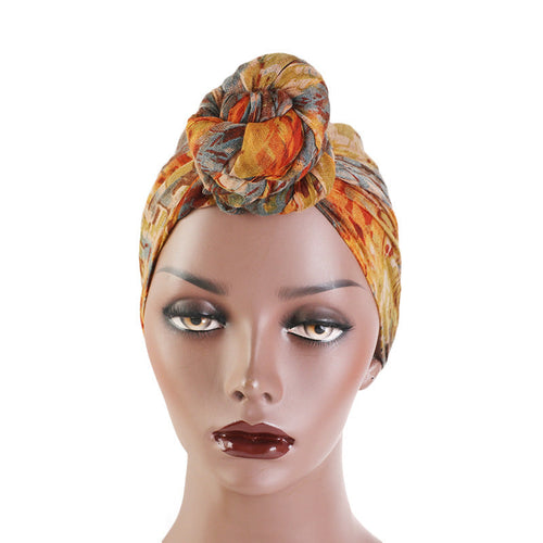 Bali Yarn Tie-Dye Scarf Cap Ethnic Style Tie Tape Cap African Wrap Scarf WJ-24