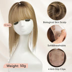 Hair Toppers for Women Real Human Hair 5"*5.5"Large Coverage Brown with Blond Highlight Hair Topper No Bangs
