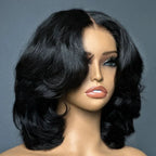 Perruque noire naturelle ondulée et dégradée élégante pour femme