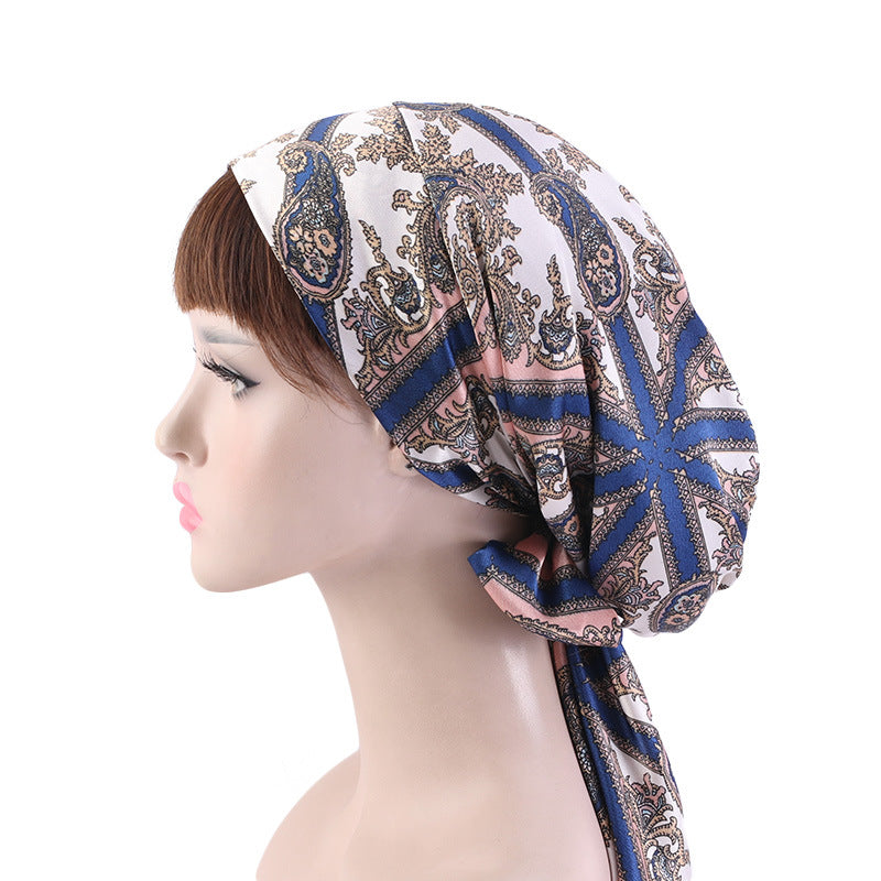 New Color Ding Hood Women's Printed Tie Tape Hat Pastoral Style Ribbon Braid Hat TJM-226