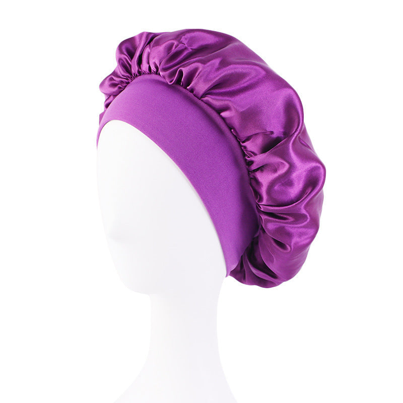 Satin Nightcap Wide-brimmed Hair Band Round Hat Tape Hat Beauty Salon Home Hat TJM-301