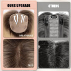 Hair Toppers for Women Real Human Hair 5"*5.5"Large Coverage Brown with Blond Highlight Hair Topper No Bangs