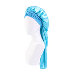 Wide-brimmed elastic ribbon women's headscarf hat perm hair care hat cross-border hot sale satin long nightcap