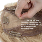 Human Hair Toppers For Women 100% Remy Topper With/Without Bangs 13*15CM Silk Base Clip In Topper 14inch - Blonde