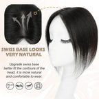 Human Hair Toppers for Women Real Human Hair Toppers Hair Pieces for Women 10 Inch Upgrade Swiss Base Hair Toppers for Women with Thinning Hair-Natural Black