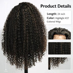 Mid-part Jerry Curly Wigs Women's High Quality Human Hair