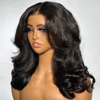 Natural Black Layered Curtain Wave Wigs