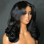 Natural Black Layered Curtain Wave Wigs