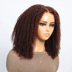 Perruques Afro Bouclées en Dentelle Pré-coupée Perruque Raie au Milieu Ombrée Brune