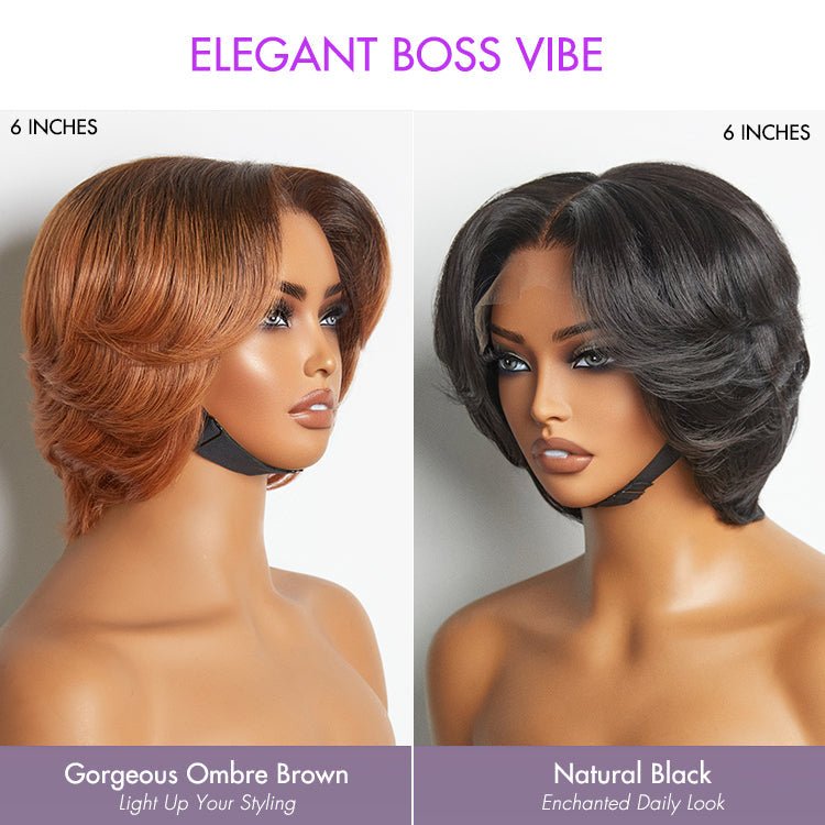 Short Pixie Cut Layered Human Hair Wig